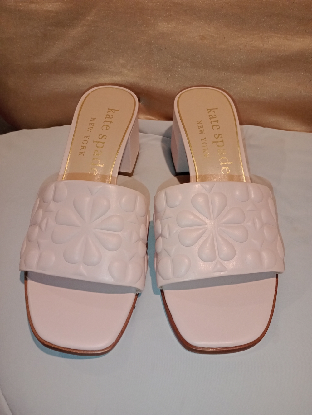 kate spade Pink Embossed Slide Sandals